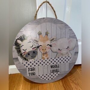 *3/$20 Hospital Door Hanger Birth Announcement Sign Zoo